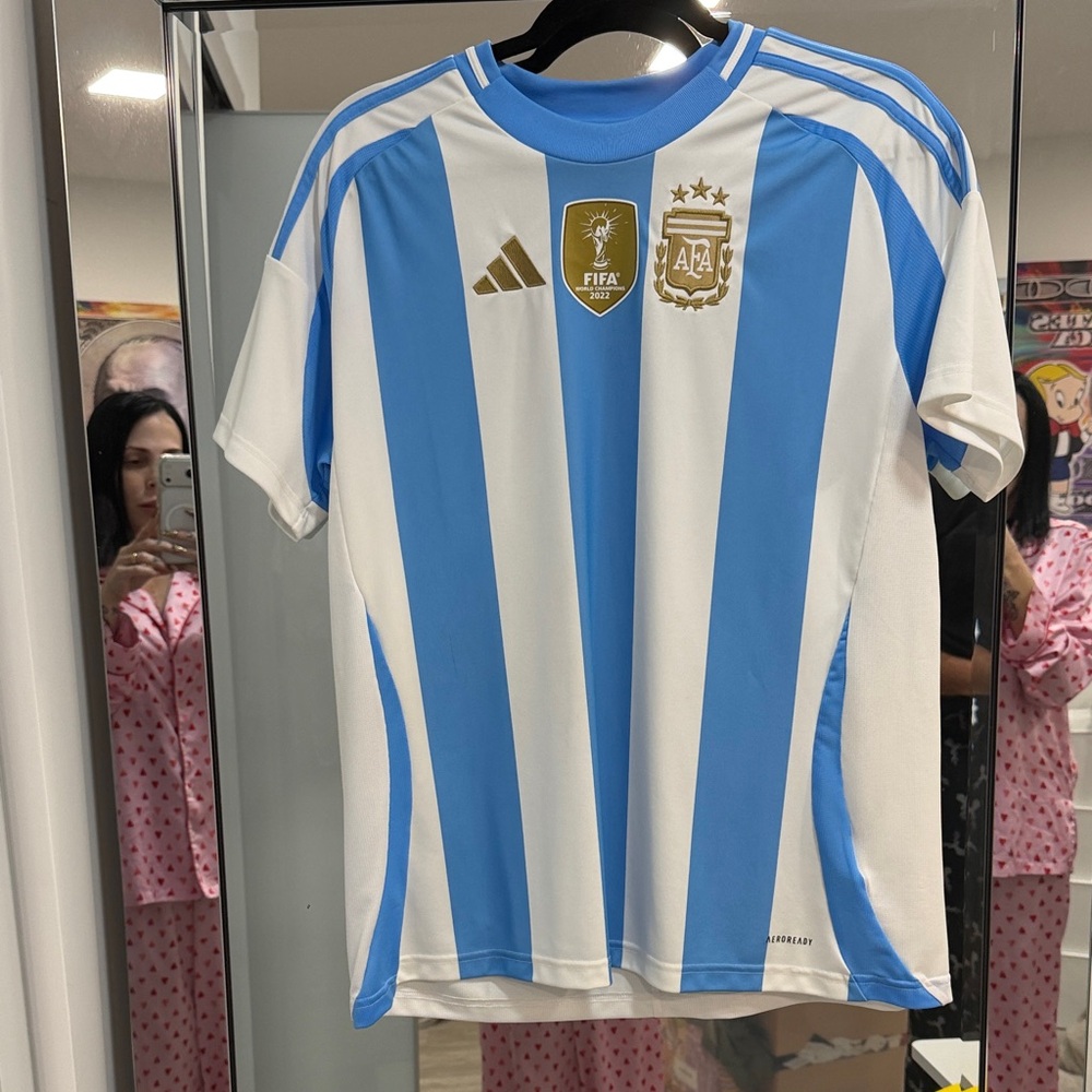adidas Kids Sky Blue and White Soccer Jersey